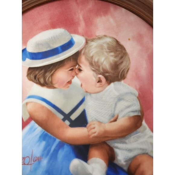 Vintage Zolan Mothers Angel Decorative Framed Wall Hanging Collector Plate - Picture 3 of 10